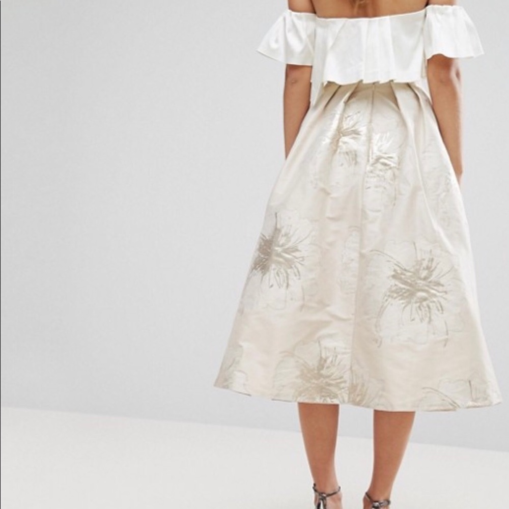 Coast Lyra foiled jacquard full midi skirt